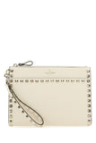 Ivory leather Rockstud Clutch