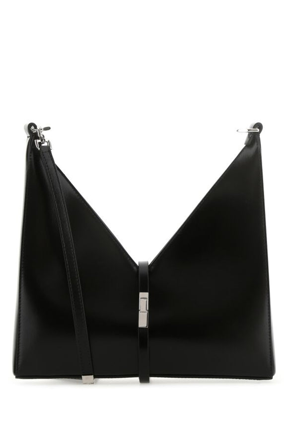 Black Leather Small Cut-Out Shoulder Bag