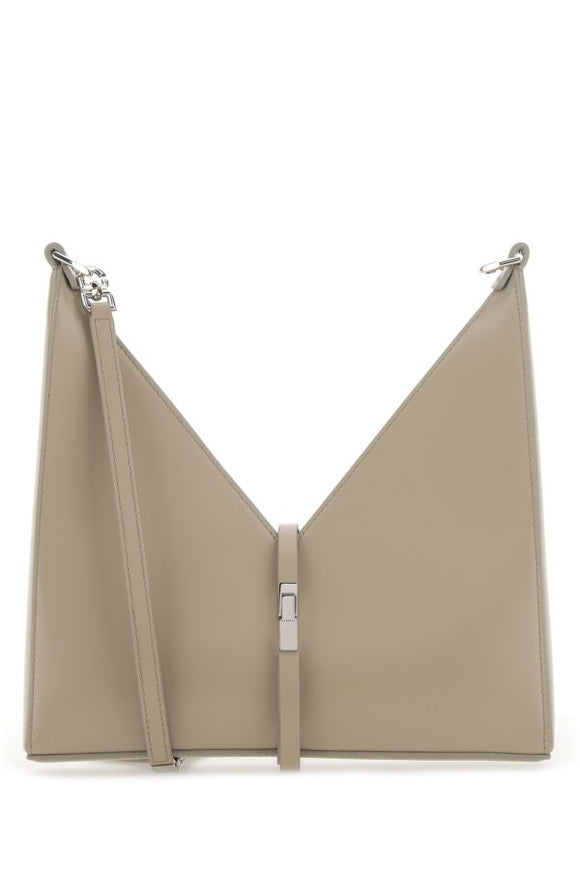 Cappuccino Leather Small Cut-Out Shoulder Bag