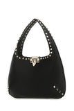 Black Leather Small Rockstud Shoulder Bag