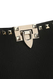 Black Leather Small Rockstud Shoulder Bag