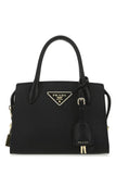 Black leather handbag