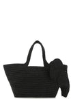 Black raffia Paula's Ibiza Elephant Basket shopping bag