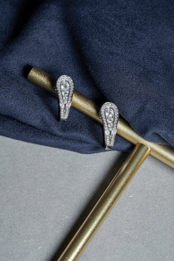 Inverse Raindrop Cluster Stud Natural Diamond Earrings