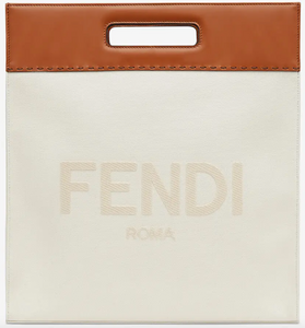 Two-tone Canvas and Leather Shopping Bag